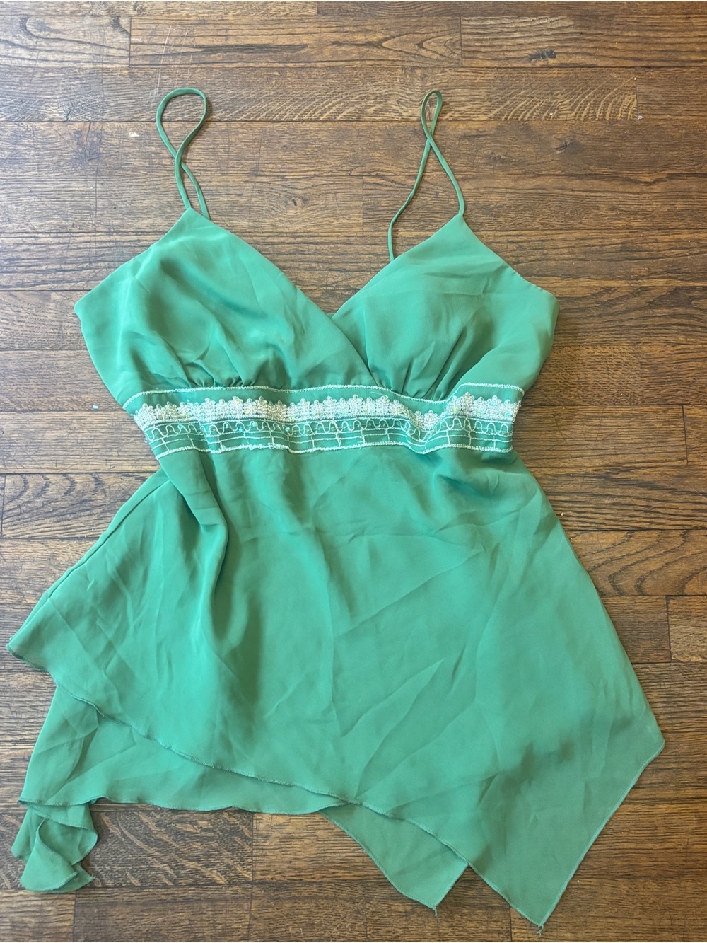 Fashion Bug Green Lace-Trim Spaghetti Strap Cami